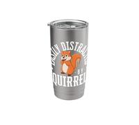 Easily Distracted by Squirrels Funny Squirrel Stainless Steel Insulated Tumbler
