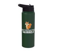 Easily Distracted by Squirrels Funny Squirrel Stainless Steel Insulated Water Bottle