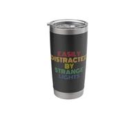 Easily Distracted by Strange Lights Funny UFO Sci-Fi Pun Stainless Steel Insulated Tumbler