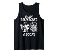 Easily Distracted By Thai Cats And Reading Books Tank Top