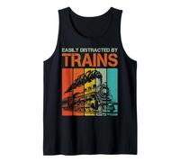Easily Distracted by Trains Enthusiasts Fun Passion Railroad Tank Top