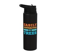 Easily Distracted by Trees Funny Nature Wildlife Lover Stainless Steel Insulated Water Bottle