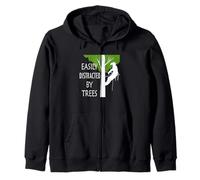 Easily Distracted by Trees Ironic Arborist Tree Surgeon Zip Hoodie