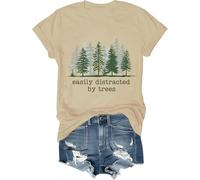 Easily Distracted by Trees Shirt Men Women Easily Distracted by Trees T-Shirt Funny Tree Tee Top Khaki