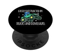 Easily Distracted by Trucks and Dinosaurs Dino T-Rex PopSockets Adhesive PopGrip