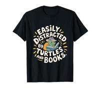 Easily Distracted By Turtles And Books Funny Reading T-Shirt
