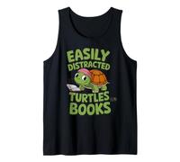 Easily Distracted By Turtles And Books Funny Reading Tank Top
