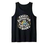 Easily Distracted By Turtles And Books Funny Reading Tank Top