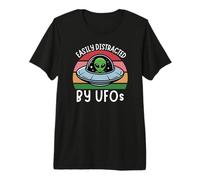 Easily Distracted by UFOs, Funny UFO Distracted by Aliens Premium T-Shirt
