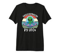 Easily Distracted by UFOs, Funny UFO Distracted by Aliens Premium T-Shirt