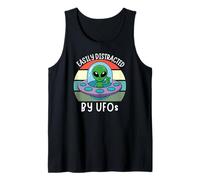 Easily Distracted by UFOs, Funny UFO Distracted by Aliens Tank Top