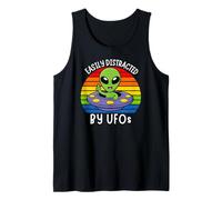 Easily Distracted by UFOs, Funny UFO Distracted by Aliens Tank Top