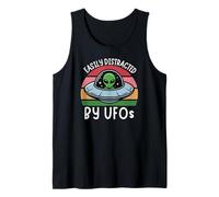 Easily Distracted by UFOs, Funny UFO Distracted by Aliens Tank Top