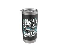Easily Distracted By Waves and Watercraft Jet Ski Stainless Steel Insulated Tumbler