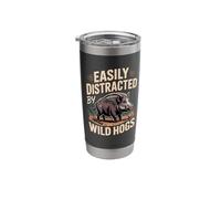 Easily Distracted By Wild Hogs Hog Hunting Saying Stainless Steel Insulated Tumbler