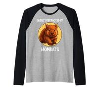 Easily Distracted by Wombats Wombat Raglan Baseball Tee