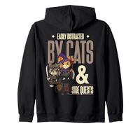 Easily Distracted Cats Side Quest Funny RPG Video Game Gamer Zip Hoodie