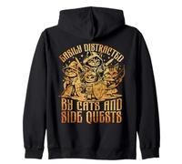 Easily Distracted Cats Side Quest Funny RPG Video Game Gamer Zip Hoodie