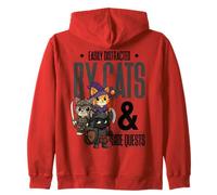 Easily Distracted Cats Side Quest Funny RPG Video Game Gamer Zip Hoodie