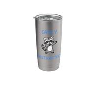 Easily Distracted Cute Raccoon ADHD Blame It On that Stainless Steel Insulated Tumbler