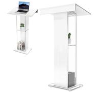 Easilywinlife 45.3 Acrylic Podium Lectern, Pulpit for Churches with Double Shelves, Modern Plexiglass Pulpits Lectern, Stand Up Pulpits for Classroom, Conference, Wedding