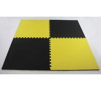 Easimat Interlocking Exercise Mat, Black/Yellow Reversible, 20mm Thick, 1m x 1m, Single Mat