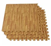 Easimat Wood Effect Interlocking Foam Floor Tiles, Anti-Fatigue EVA Mats, 16 Square Feet Coverage, Brown