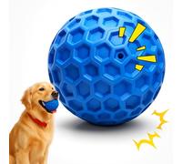 Easing Squeaky Dog Toy Ball Interactive Dog chew toys Indestructible Durable Dog Balls for Aggressive Chewers for Relieve Anxiety Boredom Tough Puppy Teething Toys (Blue, Large)