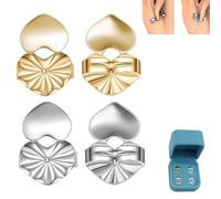 Easiotward - 2025 New Earring Lifters Backs, Heart Earrings Lifters with Earring Stabilizer Technology for Heavy Earrings to Help Improve Elongated Earlobes - Say Goodbye to Droopy (Silver+Gold)