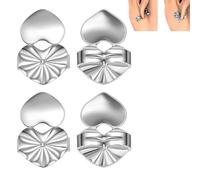 Easiotward - 2025 New Earring Lifters Backs, Heart Earrings Lifters with Earring Stabilizer Technology for Heavy Earrings to Help Improve Elongated Earlobes - Say Goodbye to Droopy (Silver)
