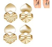 Easiotward - 2025 New Earring Lifters Backs, Heart Earrings Lifters with Earring Stabilizer Technology for Heavy Earrings to Help Improve Elongated Earlobes - Say Goodbye to Droopy (Gold)