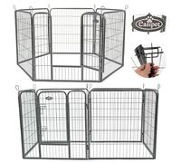 Easipet Heavy Duty Metal Pet Playpen 6 Panel Dog Run Enclosure with Door, Medium Size 80 cm High