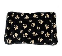Easipet Pet Bed with Paw Print Design, Faux Fur Cover, Machine Washable, Black/Ivory, X-Large 107 x 71 x 9 cm