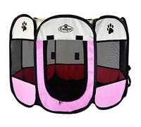 Easipet Pop Up Pet Play Pen Portable Fabric Enclosure 74 x 74 x 43 cm Pink with Carry Case
