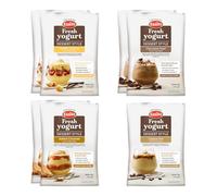EasiYo Yogurt 7 Sachet Pack | EasiYo Dessert Mixed Pack | 2 x Chocolate Swirl 2 x Salted Camarel 2 x Vanilla Custard 1 x Cappuccino | Each Sachet Makes 1kg of Yogurt