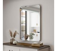 Easly Silver Bathroom Mirror for Wall, 30x22 Inch Rectangular Aluminum Alloy Framed Mirror, Modern Wall Mounted Vanity Mirror for Bathroom, Vertical or Horizontal