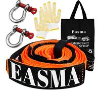 Easma 5M x 5cm Heavy Duty Recovery Towing Strap 10 Ton (22,000 Lbs) Towing Strap with 2 D Ring Reinforced Shackles for Truck, Trailer, Jeep, SUV, Orange