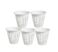 Easnea 5 Pack of 2 inch Net Pots Cups Heavy Duty Round Wide Rim Design - Hydroponics Aquaponics Slotted Mesh Pot - White