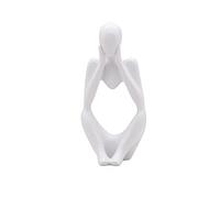 Easnea Abstract Sculpture Handmade Handcrafted Art, Resin Thinking Man, Home Decor Decorative Figurine, Hand Carved Accent Decoration Statue Thinker - White