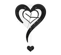 Easnea Acrylic Heart Shape Wall Hanging Clock Deorative Wall Clock Romantic Love Heart Clock Battery Operated Silent Creative Wall Clock with Pendulum for Living Room, Bedroom, or Office (Black)