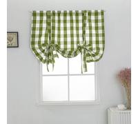 Easnea Buffalo Check Tie Up Kitchen Curtains Valance Curtain Rod Pocket for Bathroom Green M