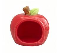 Easnea Ceramic Hamster House, Fruit Shape Hamster Habitat Hideout Small Animal Pet Hideaway House Hamsters Cage Cool Bed Mini Cabin Cage for Gerbil, Mice, Guinea Pig (Red, S)