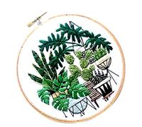 Easnea DIY Embroidery Sampler Kit Modern Hand Embroidery for Beginners Needlework Adults Craft Sewing Kit - Potted Plant Pattern - EC009