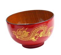 Easnea Dragon/Phoenix Pattern Wood Rice Noodles Hand-Crafted Serving Bowl Japanese Style Creative Kitchen Tableware Food Container - Red+Dragon, 11 x 7cm