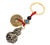 Easnea Feng Shui Brass Wu Lou Pumpkin Keychain Chinese Feng Shui Coins for Good Luck Wealth Prosperity Success Caravan Decor Fish