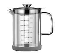 Easnea Glass Bacon Grease Container with Strainer, Cooking Oil Storage Can with Mesh Filter, Frying Oil Storage Can with Lid, Oil Bottle with Filter for Cooking and Kitchen (1500ML)