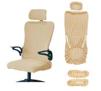 Easnea Office Chair Cover Water Repellent Jacquard Armrest Swivel Chair Slipcovers Stretch Computer Chair Cover Rotating Boss Chair Slipcover with Headrest Cover Chair Arm Cover (Beige)