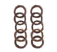 Easnea Unfinished Natural Rattan Ring Wreath Frame Vine Branch Wreath Rattan Circle Twig for DIY Craft Christmas Indoor Decoration 8cm 10pcs