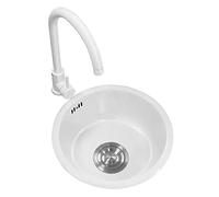 Easnuroz Balcony Round Small Sink White Nano Sink 304 Stainless Steel Sink Built-in Kitchen Sink With Accessories(30 * 14cm)