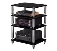 Easnuroz HIFI Audio Cabinet 2/3/4-Tiers HIFI Record Player Stand HiFi Racks And Stands Audio Rack Cabinet AV Shelf TV Table For Amp/Turntable/Sky Box/Printer (Black, 60 * 48 * 76cm(4Tier))